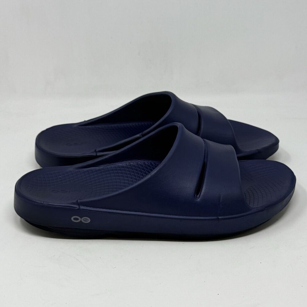 Oofos Ooahh Recovery Slides Mens 10 Womens 12 Blue Comfort Cushioned Unisex